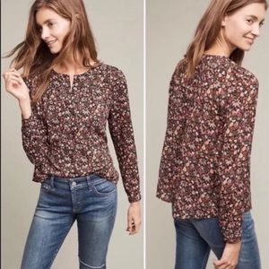 Anthropologie Maeve Collarless Floral Button Up-XS